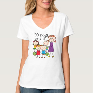 Camiseta Miúdos e professor fêmea 100 dias