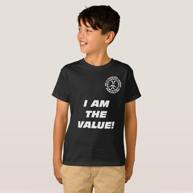 Camiseta Miúdos "eu sou o valor! Você é o valor! " (Frente Completa)