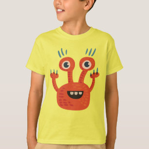 Camiseta Miúdos felizes alaranjados Eyed grandes engraçad
