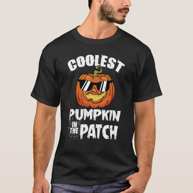 Camiseta Miúdos Pumpkin Mais Fresco No Patch Halloween Boys (Frente)