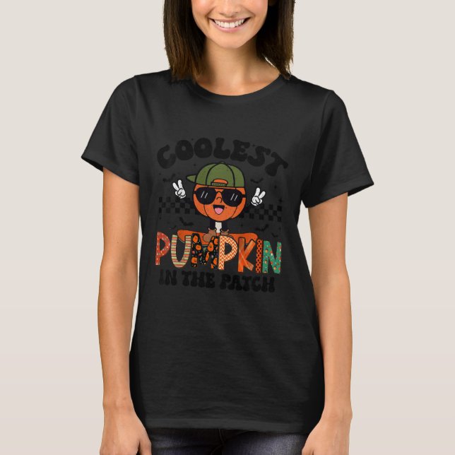 Camiseta Miúdos Pumpkin Mais Fresco No Patch Halloween Boys (Frente)