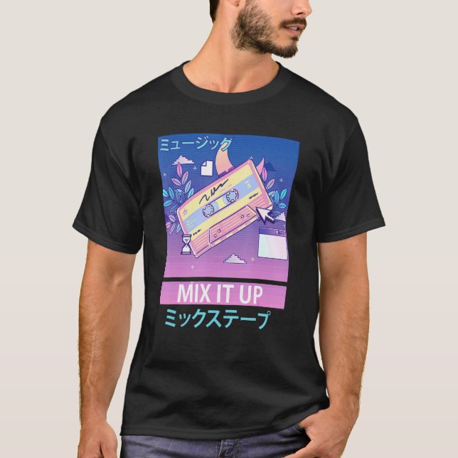 Camiseta Mix Tape Retro 80s Japanese Otaku Aesthetic Vaporw (Frente)