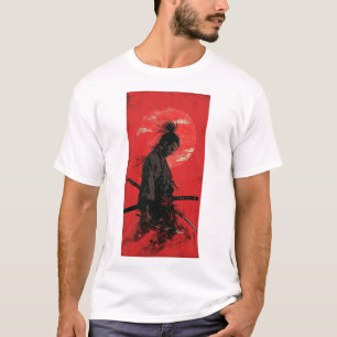 Camiseta Miyamoto Musashi Vagabond Manga Style Red Backgrou