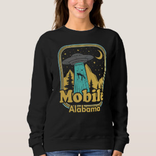 Camiseta Mobile Alabama Ufo Alienígena Hunter Ironic 80s St