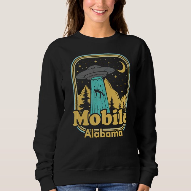 Camiseta Mobile Alabama Ufo Alienígena Hunter Ironic 80s St (Frente)