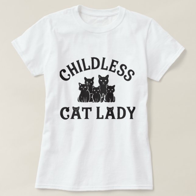 Camiseta moça de gato sem filhos (Frente do Design)