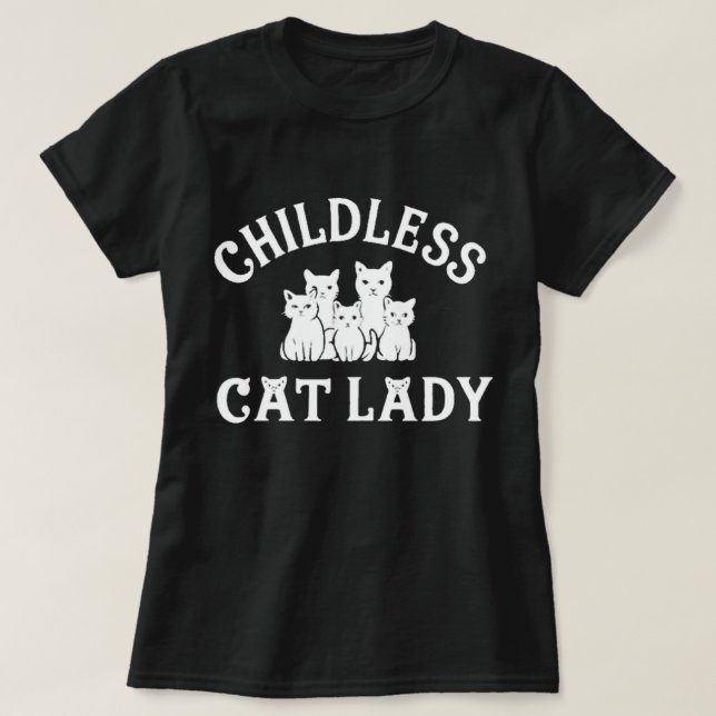 Camiseta moça de gato sem filhos (Frente do Design)