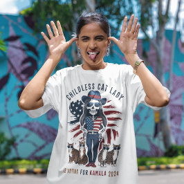 Camiseta moça de gato sem filhos para kamala