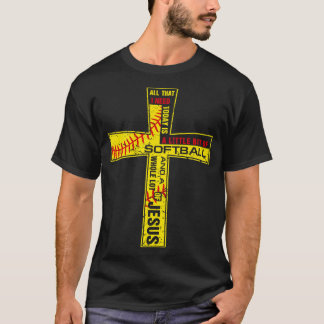 Camiseta Moça De Softball Fé Cristã Da Cruz Eu Preciso De S