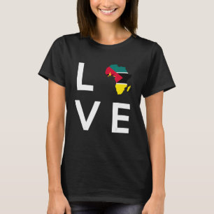 Camiseta Moçambique Pavilha Amor África Silhueta Continente