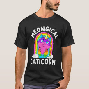 Camiseta Moças de Gato de Caticorn Unicorn Gatas Gatinhas K