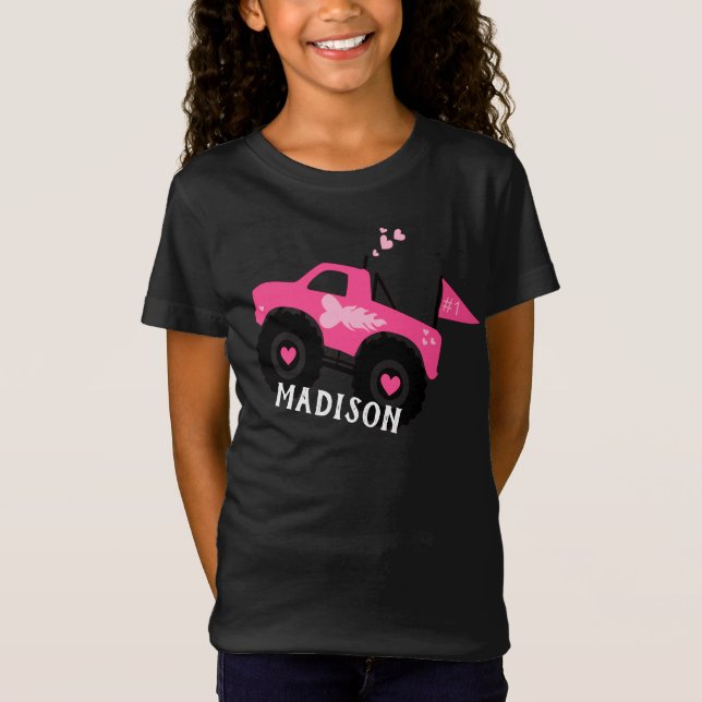 Camiseta Moças Personalizadas Caminhão Rosa Rosa Bonito (Frente)