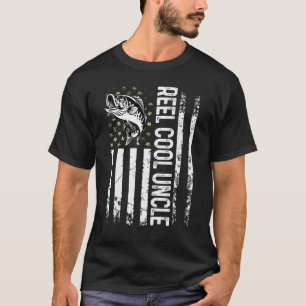 Camiseta Moças Que Pescam Bandeira Dos Eua Enrolam Tio Lega