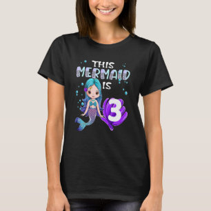 Camiseta Moças Sereias aniversário de 3 anos Esta Sereia É