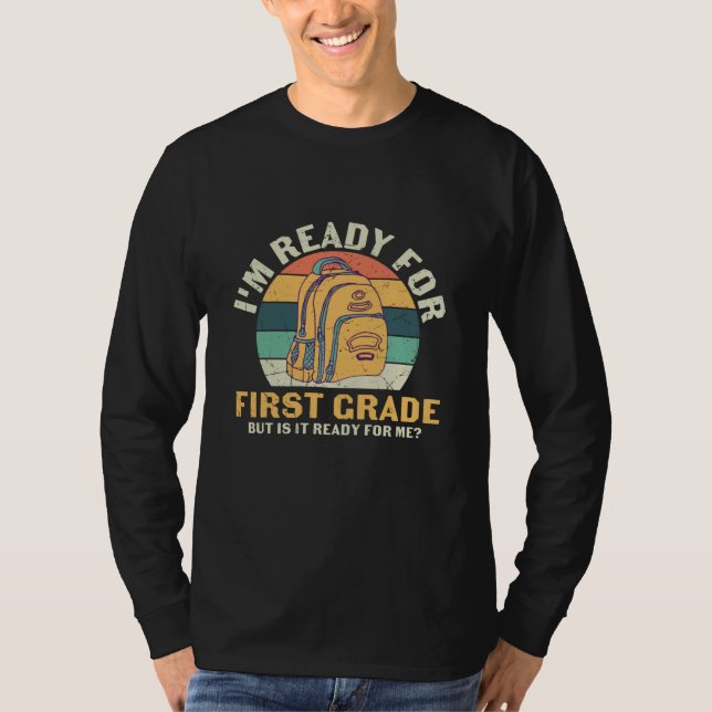 Camiseta Mochila de Primeiro Ano Presente para Crianças no  (Frente)