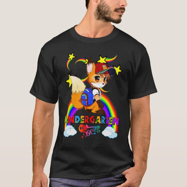 Camiseta Mochila de Raposa Cachorro Boné de Baseball Rainbo (Frente)