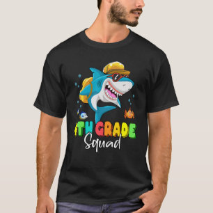 Camiseta Mochila de tubarão quadrado do 4º ano de volta ao 
