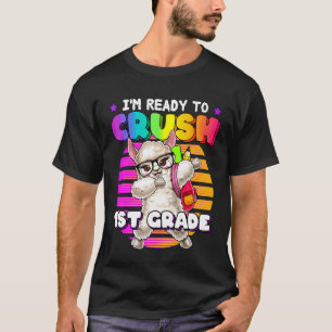 Camiseta Mochila de volta às aulas do Llama Dabbing da 1ª s