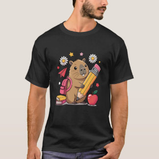Camiseta Mochila Fofa de Capivara Material Escolar Infantil