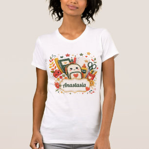 Camiseta Mochila Sorridente Caprichosa & Maçã Brilhante Esc