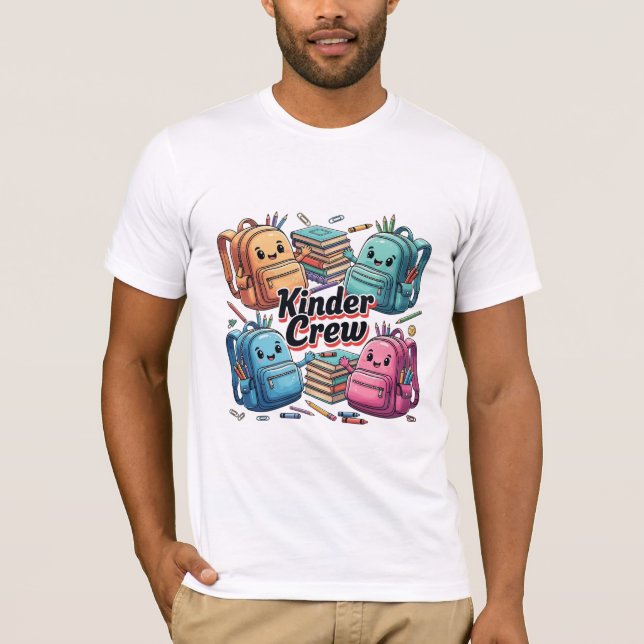Camiseta Mochilas Lindas da Kinder Crew de Volta às Aulas (Frente)