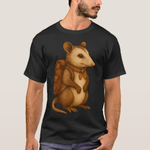 Camiseta Mochileiro de gambá fofo acampando na floresta
