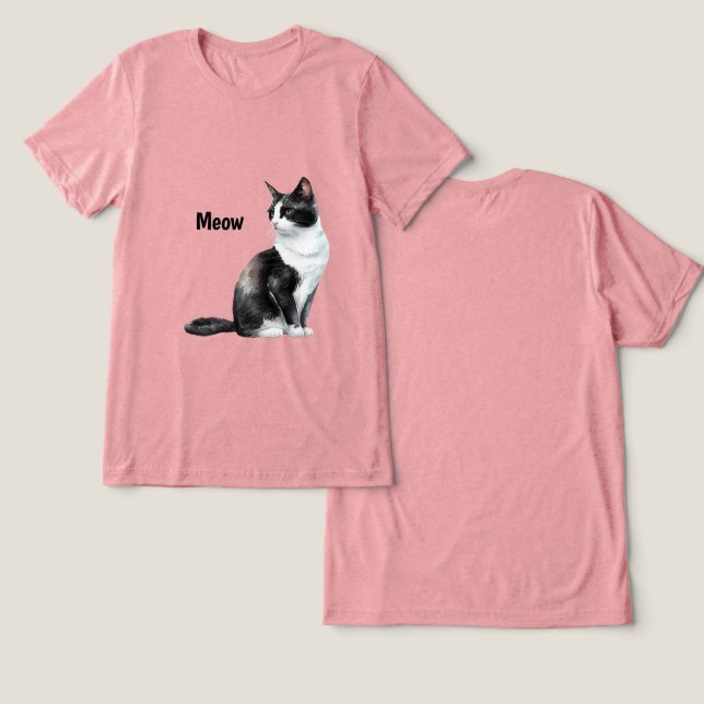 Camiseta Mocho de Gato Branco Negro (Design Frente e Verso)