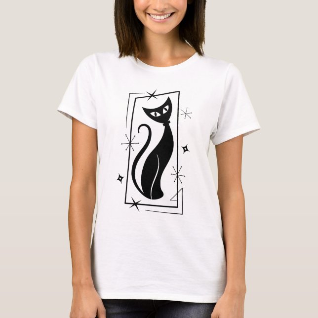 Camiseta MOD MCM do Espaço Moderno do Cat MidCentury Atomic (Frente)