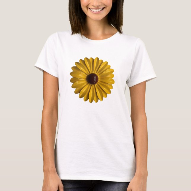 Camiseta Moda amarela da margarida amarela do MOD de 60 (Frente)