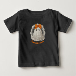 Camiseta Moda Assombrada Renda Fantasma com Laço Laranja