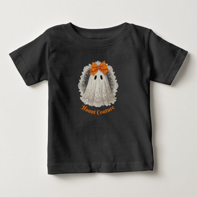 Camiseta Moda Assombrada Renda Fantasma com Laço Laranja (Frente)