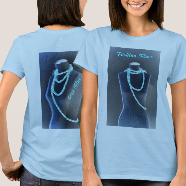Camiseta Moda Blues Miçangas Azuis na Chic Mannequin (Criador carregado)