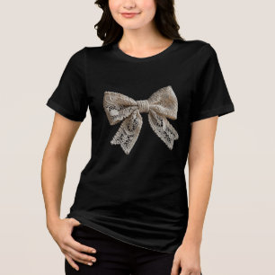 Camiseta Moda Boho Minimalista Gráfica de Roupas com Laço d
