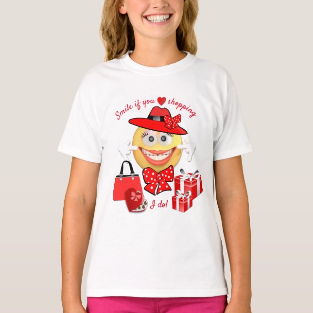 Camiseta Moda branca Emoji com Compro (Frente)