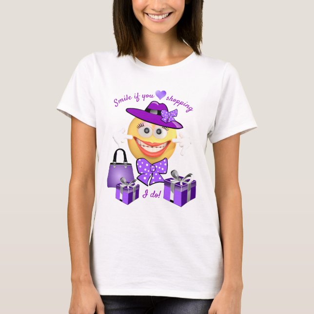Camiseta Moda branca Emoji com Compro (Frente)