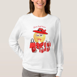 Camiseta Moda branca Emoji em vermelho Comprando