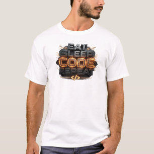 Camiseta Moda COMA CODIFICAR REPITA Criação Personalizada