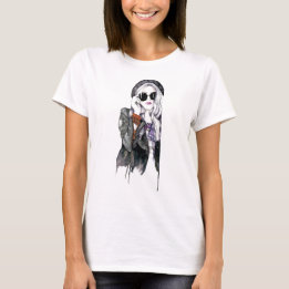 Camiseta Moda de Aterrissagem do Artista com Face de Aquare