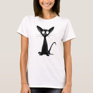 Camiseta Moda de Gato Negro Engraçado