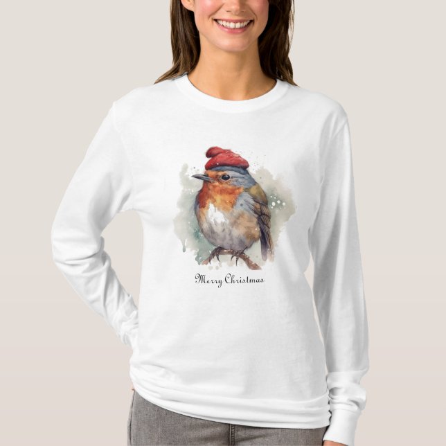 Camiseta Moda de Inverno English Cottage Robin (Frente)