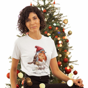 Camiseta Moda de Natal do Robin Cottagecore