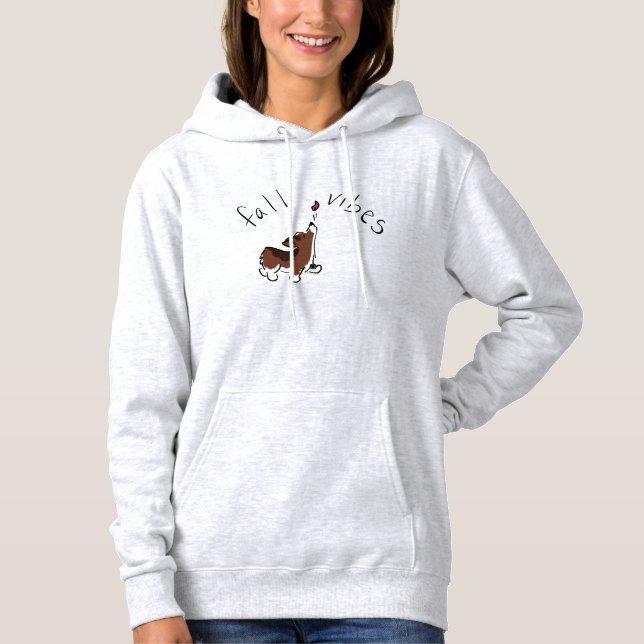 Camiseta Moda de Outono Corgi Fofo Feminino (Frente)