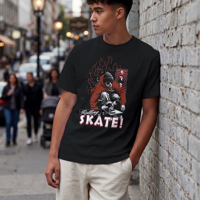 Camiseta Moda de Rua de Skate Rolante (Criador carregado)