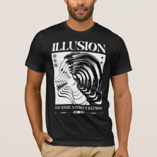 Camiseta Moda de Rua Face Eco Ilusão Surreal Retro