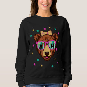 Camiseta Moda De Urso Bonito Em Óculos De Sol Meninas Joven
