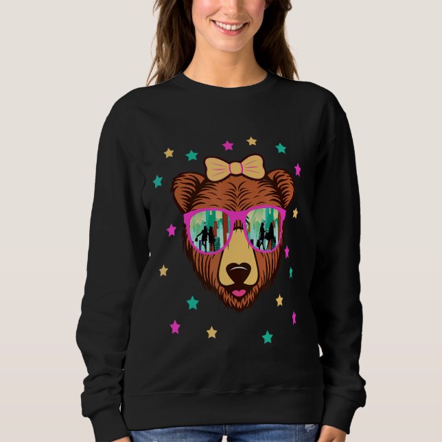 Camiseta Moda De Urso Bonito Em Óculos De Sol Meninas Joven (Frente)