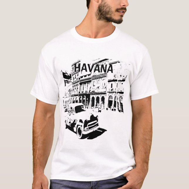 Camiseta Moda dos Homens da Rua Cuba (Frente)