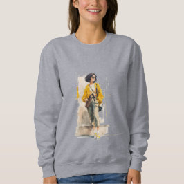 Camiseta Moda Feminina Chic Garota Jaqueta Amarela Aquarela