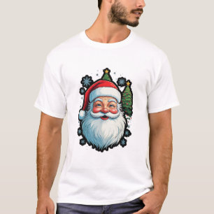 Camiseta "Moda Festiva: Papais noeis, Neve e Árvore de Nata