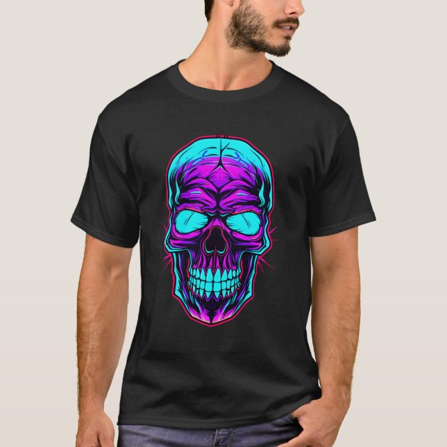 Camiseta Moda Gótica Do Crânio Solte Seu Lado Escuro Com S (Frente)